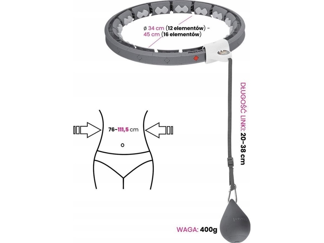 HMS Hula hop HHW06 med faner, vægt og tællersortering