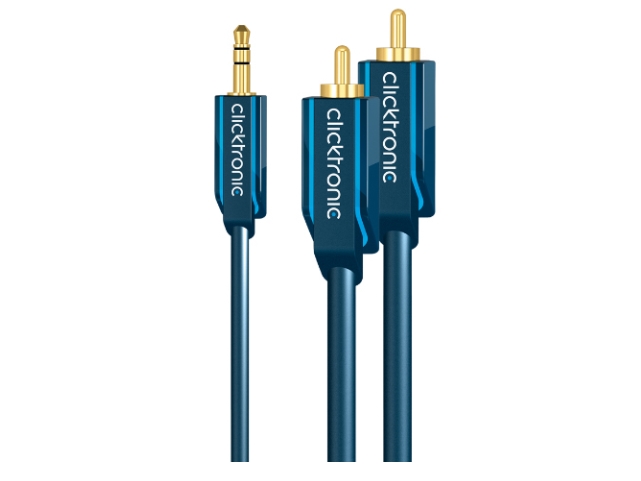 ClickTronic 1m MP3 Adapter, 3.5mm, Hanstik, 2 x RCA, Hanstik, 1 m, Blå | TV, Ljud & Bild - Musikstudio - Kablar & Kontakter | GameStuff