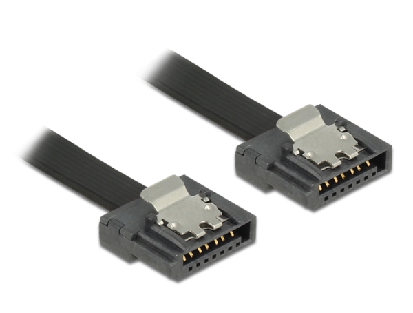Delock FLEXI - SATA-kabel - Serial ATA 150/300/600 - SATA (hona) till SATA (hona) - 10 cm - sprintlåsning - svart | Datortillbehör - Kablar & adaptrar - Datakablar | GameStuff