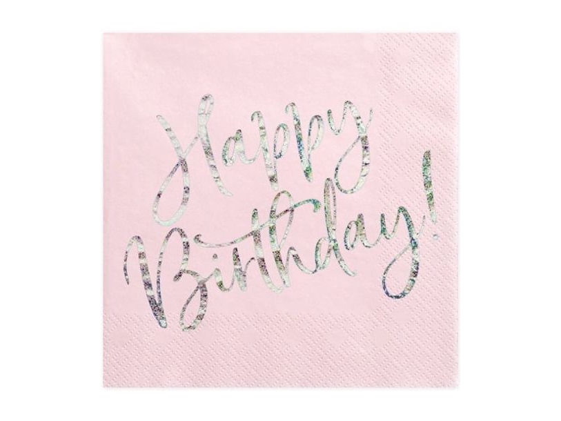 Servietten Happy Birthday, Rosa