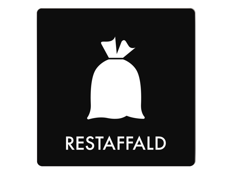 Skylt avfallspiktogram RESTAFFALD 12x12 cm, aluminium, svart/vit | Papper & Emballage - Skyltning - Skyltning | GameStuff