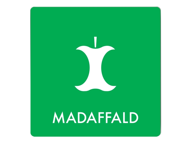 Skylt avfallspiktogram MADAFFALD 12x12 cm, aluminium, grön/vit | Papper & Emballage - Skyltning - Skyltning | GameStuff