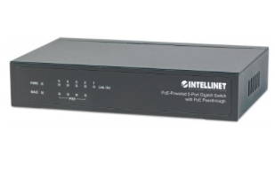 Intellinet 5-Port Poe+ Gigabit Switch Mit Poe-Passthrough, 4 X Pse Poe-Ports, 1 X Pd Poe-Port, Ieee 802.3At/Af Power-Over-Ethernet (Poe+/Poe), Ieee 8