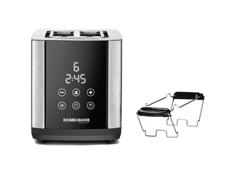 Rommelsbacher TO 850, 2 skive(r), Sort, Rustfrit stål, Rustfrit stål, Berøring, LED, 850 W
