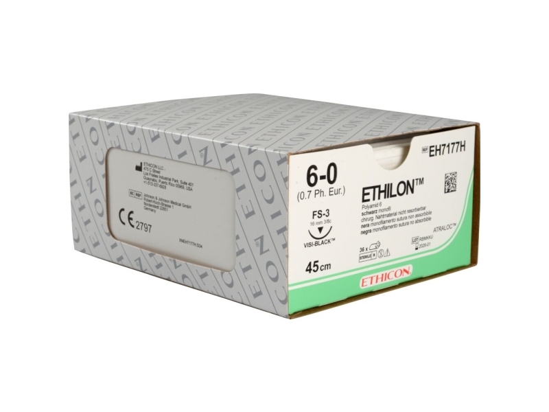 Sutur, Ethilon Ii, 45Cm, Sort, Pa, 6-0, Fs-3 Nål, Monofil