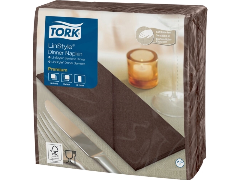 Serviet Tork Premium Linstyle 40X40cm 1/8-Fold Kakao,50 Stk/Pk