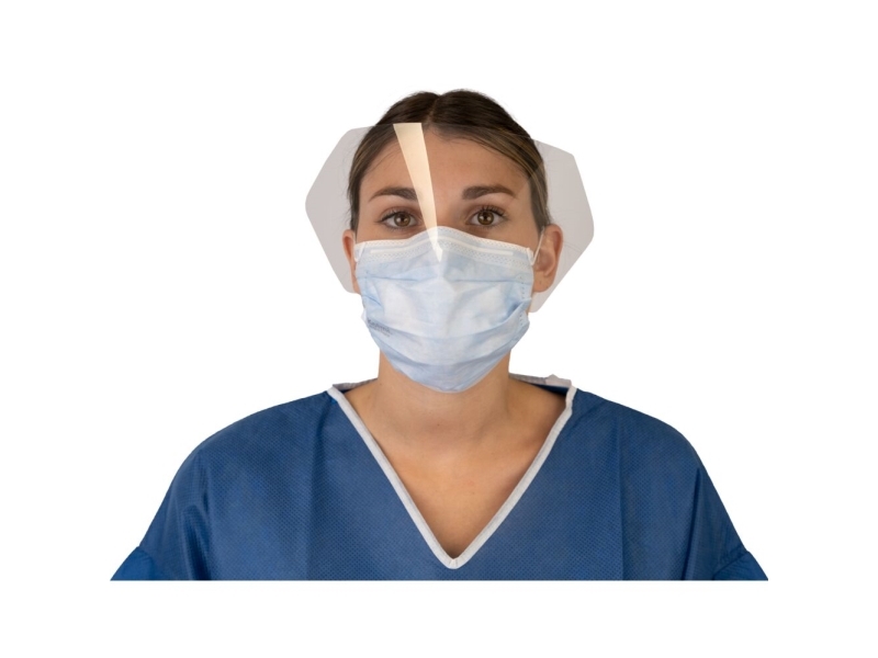 Ansigtsmaske med øreelastikker, med visir, type IIR, Kolmi, 3-lags, blå