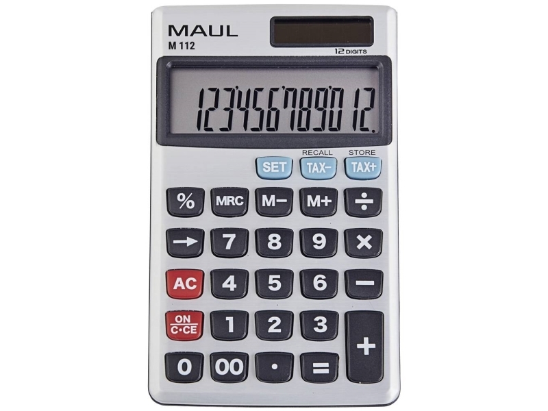 Maul M112, Tasche, Display-Rechner, 12 Ziffern, 1 Zeilen, Batterie/Solar, Silber