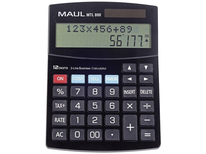 Maul Mtl 800, Desktop, Display-Rechner, 12 Ziffern, Akku, Schwarz