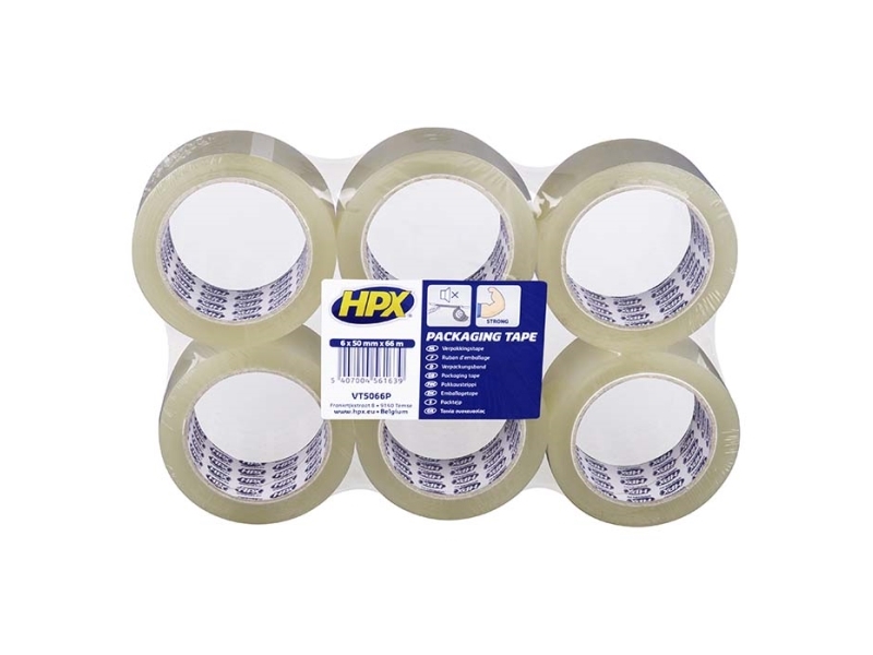 HPX pakketape klar 50mm x 66m (6rl)