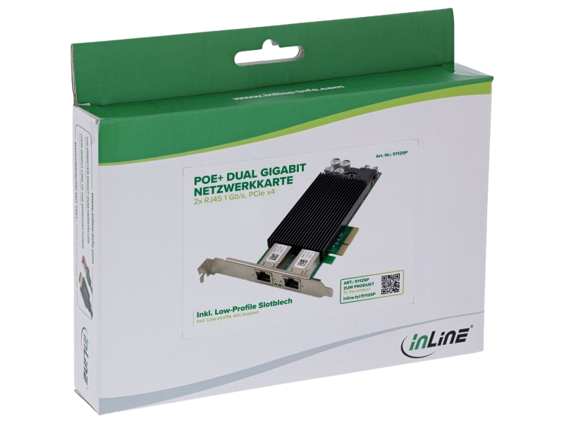 Inline 51125P, Pci Express, Taiwan, Intel Nhi350am2, 0 - 55 °C, -40 - 70 °C, 0 - 90%