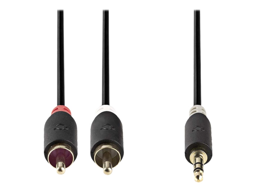 Nedis - Audiokabel - Mini-Kopfhörer Stereo 3,5 Mm Bis Rca Kabel - 2 M - Antracit (Sort) - Rund