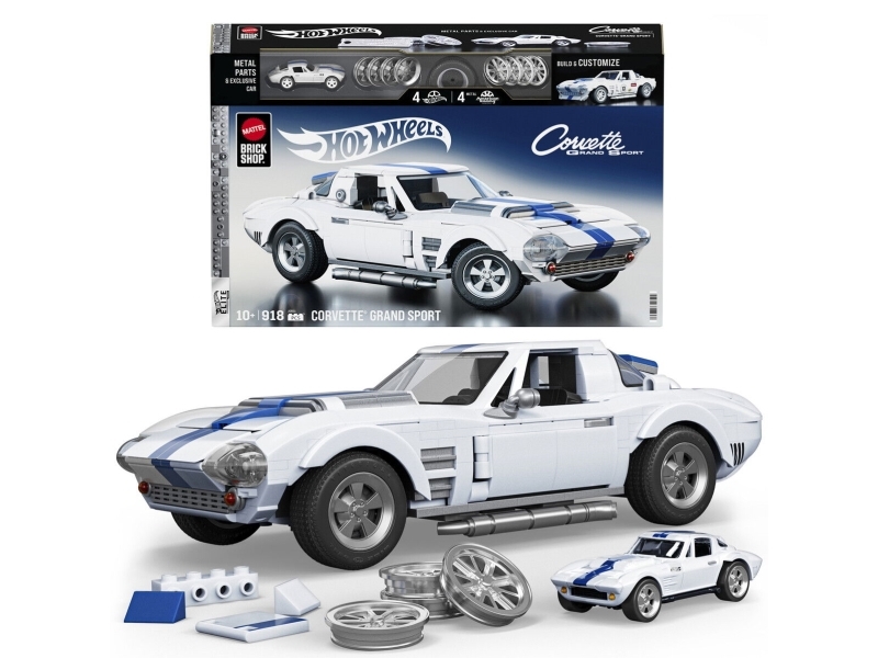 Mattel Brick Shop Hot Wheels Corvette Grand Sport-byggesæt (918 dele), til samlere, Byggesæt, 10 År, Plast, 918 stk, 1,68 kg