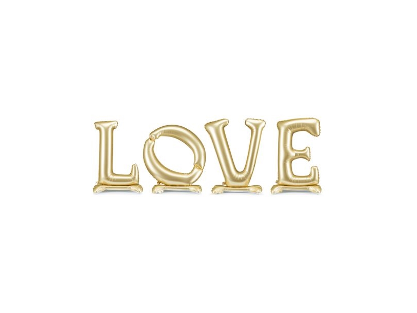 Stehender Love Folienballon, Gold