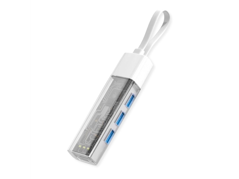 Roline Mobiler Usb 3.2 Gen 1 Hub, 4Fach, Typ A+C Anschlusskabel, Usb Typ-C, Usb 3.2 Gen 1 (3.1 Gen 1) Type-A, 5000 Mbit/S, Weiß, Kunststoff, 0,12 M