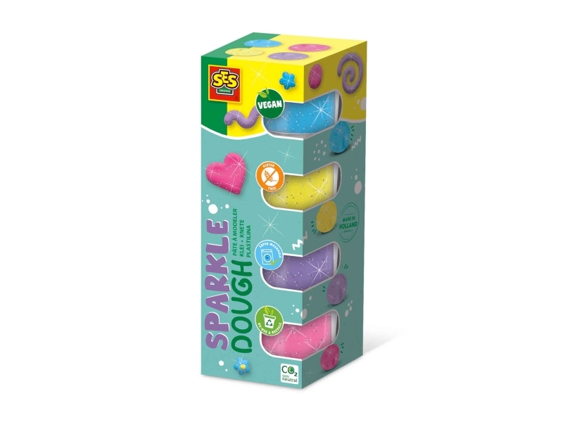 SES Creative 00515, Modeleringsvoks, Blå, Lyserød, Lilla, Gul, Barn, 4 stk, Plastikgryde, Dreng/Pige