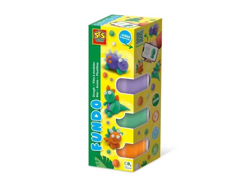 SES Creative 00812, Modeleringsvoks, Grøn, Orange, Lilla, Hvid, Barn, 6 stk, Plastikgryde, Dreng/Pige