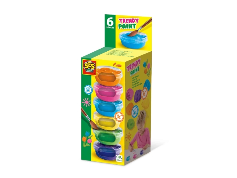 SES Creative 00382, Blå, Grön, Orange, Rosa, Lila, Gul, Affischfärg, Kräm, 45 ml, 6 styck | Böcker - Hobby | GameStuff