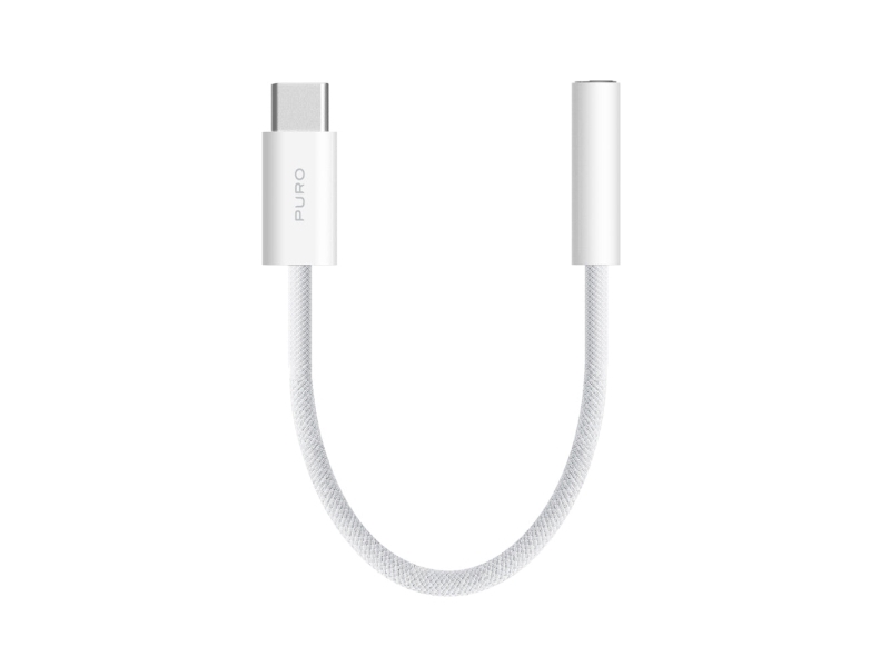 Puro USB-C till 3,5 mm uttagsadapter, 15 cm, vit | Datortillbehör - Kablar & adaptrar - Ljudkablar | GameStuff