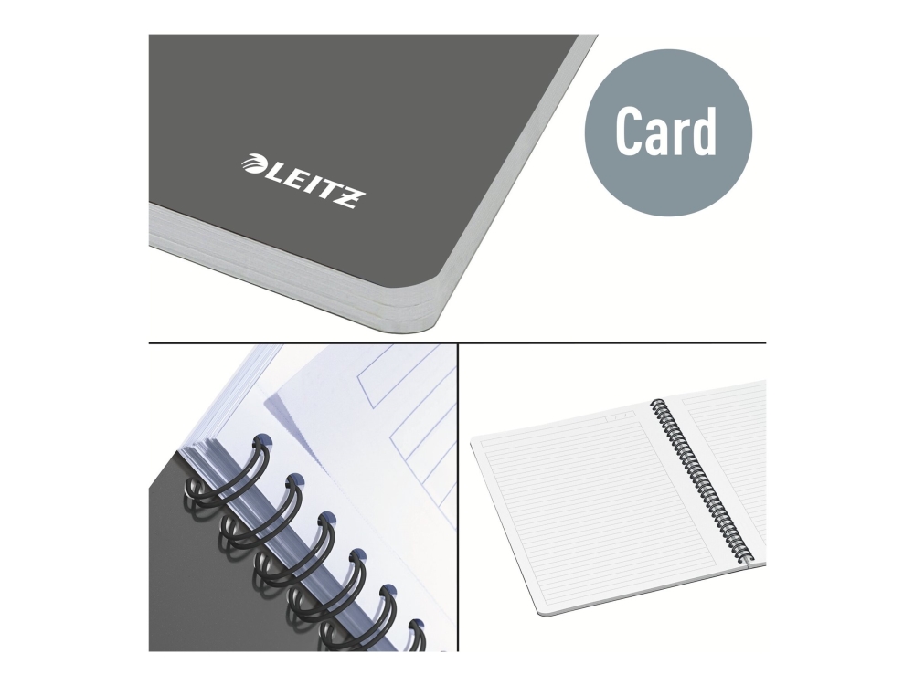 Leitz Office Notesblok A5 Linjeret, Wireindbundet Med Karton Omslag Blå - (5 Stk.)