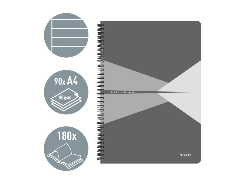 Leitz Office - Notebook set - trådbunden - A4 (210 x 297 mm) - 90 ark / 180 sidor - lined - laminerad kartong | Papper & Emballage - Kalendrar & Anteckningsböcker - Anteckningsböcker | GameStuff