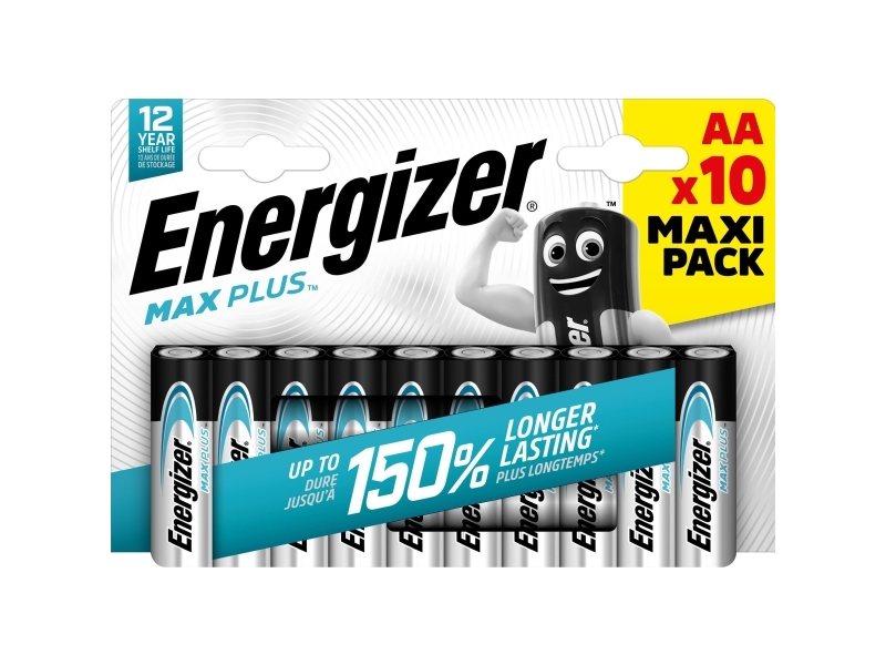Batteri, Energizer Alkaline Max Plus, AA, 1,5 V, 10 stk