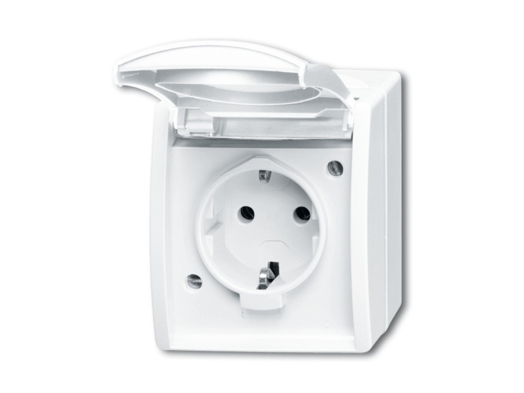 Busch-Jaeger 2083-0-0831, Cee 7/3, 2P+E, Hvid, Ip44, 250 V, 16 A