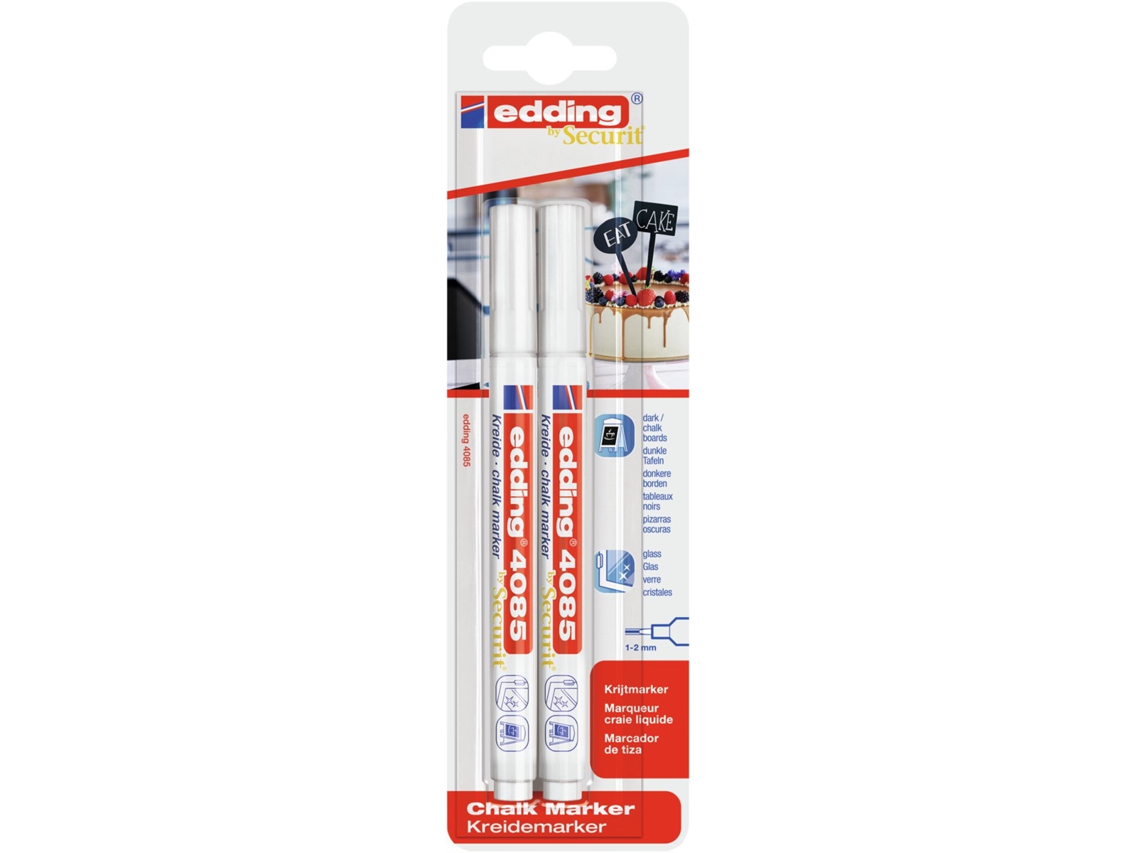 Edding E-4085/2 4-4085-2-1049 Kreidemarker Weiß 1 Mm, 2 Mm 2 Stück