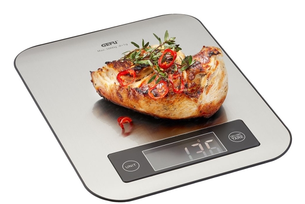 GEFU SCORE, Elektronisk köksvåg, 5 kg, Rostfritt stål, Plast, Rostfritt stål, Rostfritt stål, Bänkdiskmaskin | Köksutrustning - Bakartiklar - Köksvågar | GameStuff
