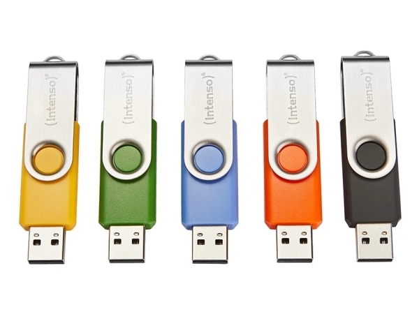 Intenso Basic Line, 16 Gb, Usb Typ-A, 2.0, 28 Mb/S, Drehring, Schwarz, Blau, Grün, Orange, Gelb