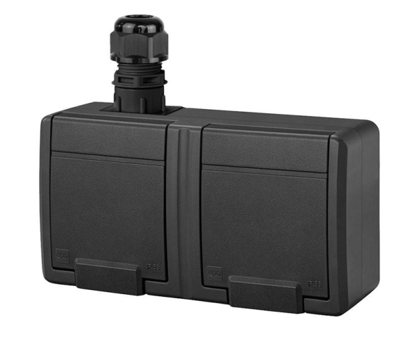 Elektroplast Socket 5045-67 2Place Ip65 Aquant Black