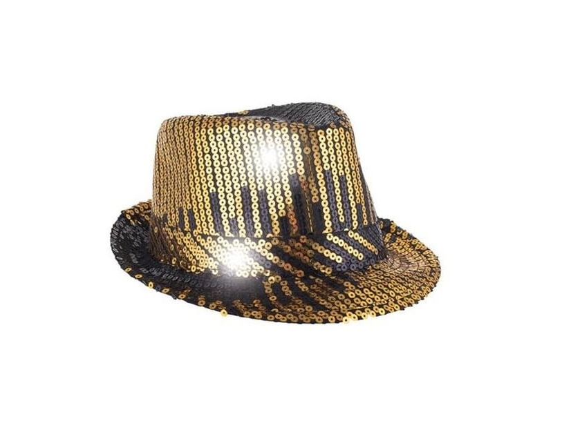 Fedora-Hut Mit Pailletten, Gold Und Schwarz