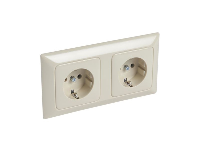 Legrand Schuko Steckdose 776122 Creo Mandelweiß Waagerecht 776122