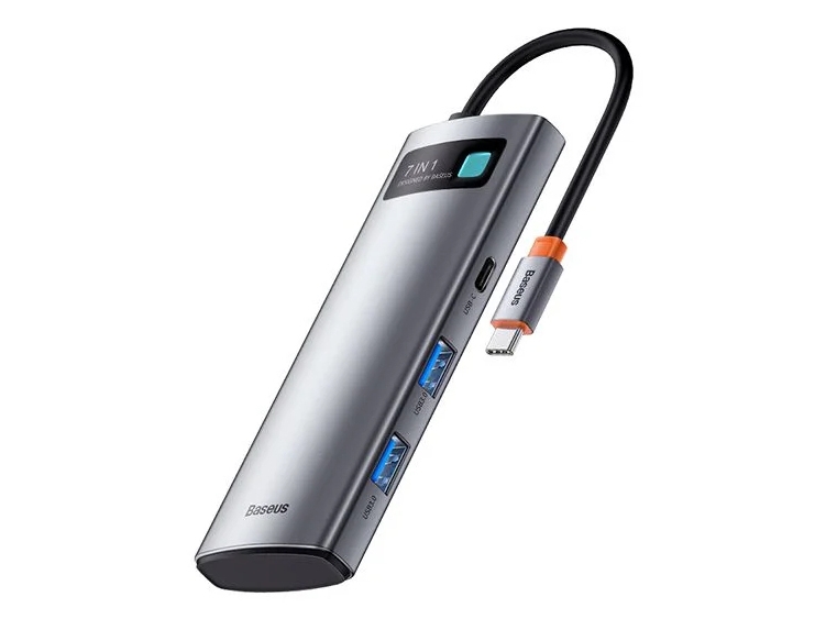 Baseus 7-i-1 adapter WKWG020113 Hub USB-C till 2x USB 3.0 + HDMI + 2x USB-C + microSD/SD-läsare | Datortillbehör - Kablar & adaptrar - USB-hubbar | GameStuff