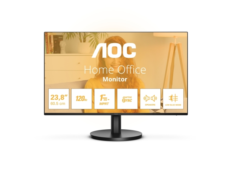 AOC B3 24B3QA2, 60,5 cm (23,8), 1920 x 1080 piksler, Fuld HD, LED, 4 ms, Sort