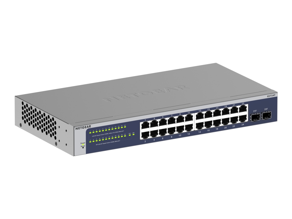 Netgear Gs724tv6, Managed, L2+/L3, Gigabit Ethernet (10/100/1000), Vollduplex, Rack-Einbau, 1U