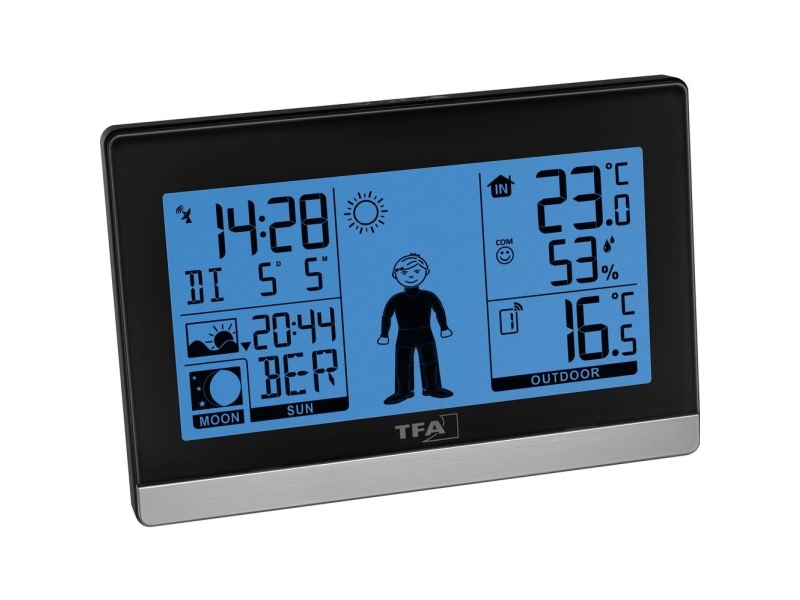 Tfa-Dostmann Weather Boy, Schwarz, Innen-Hygrometer, Innen-Thermometer, Außen-Thermometer, Kunststoff, 20 - 95%, -9,9 - 50 °C, 14,2 - 122 °F