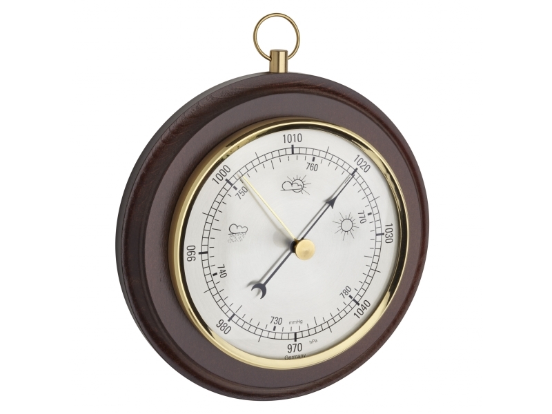 TFA-Dostmann 29.4001, Elektronisk miljøtermometer, Indendørs, Analog, Brun, Hvid, Glas, Træ, Væg