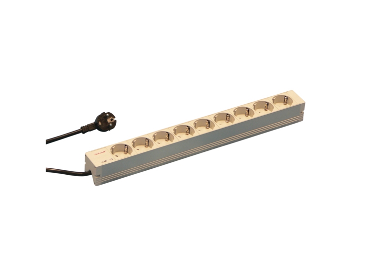 Schroff 60110-202, Basis, 1U, Horisontal/vertikal, Aluminium, Grå, 9 AC stikkontakt(er)