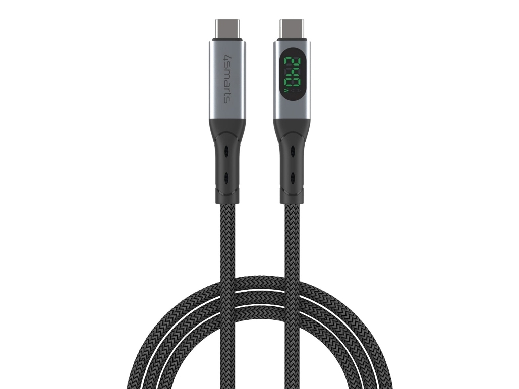 4Smarts 541438, 1,5 M, Usb C, Usb C, Usb4 Gen 2X2, 40 Gbit/Sek., Sort, Grå