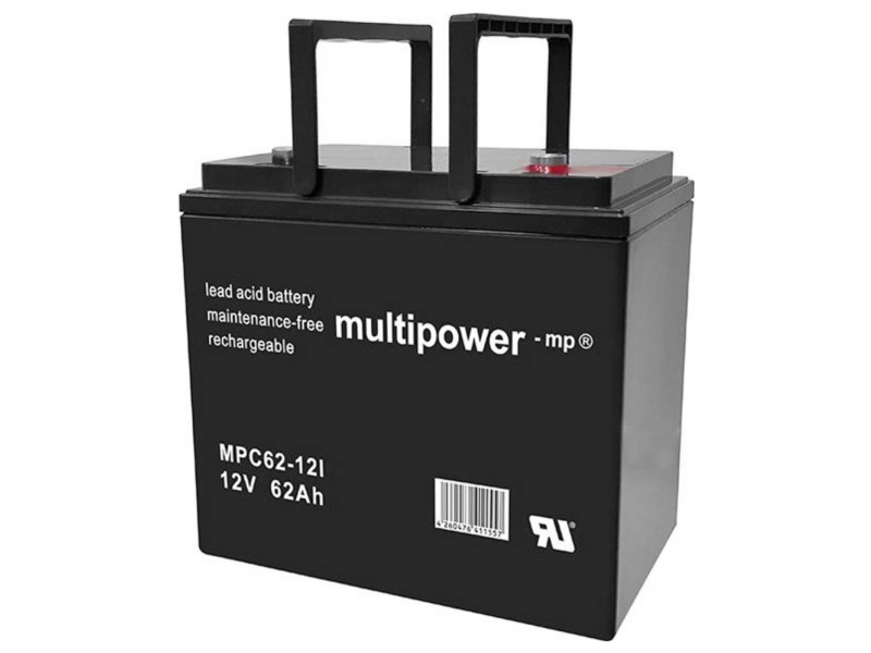 multipower MPC62-12I Blybatteri 12 V 62 Ah Blyplåt (B x H x D) 226 x 214 x 135 mm M6 skruvanslutning Cykelstabil, underhållsfri, låg självurladdning | EL Artiklar - Batteri - Övriga batterier | GameStuff