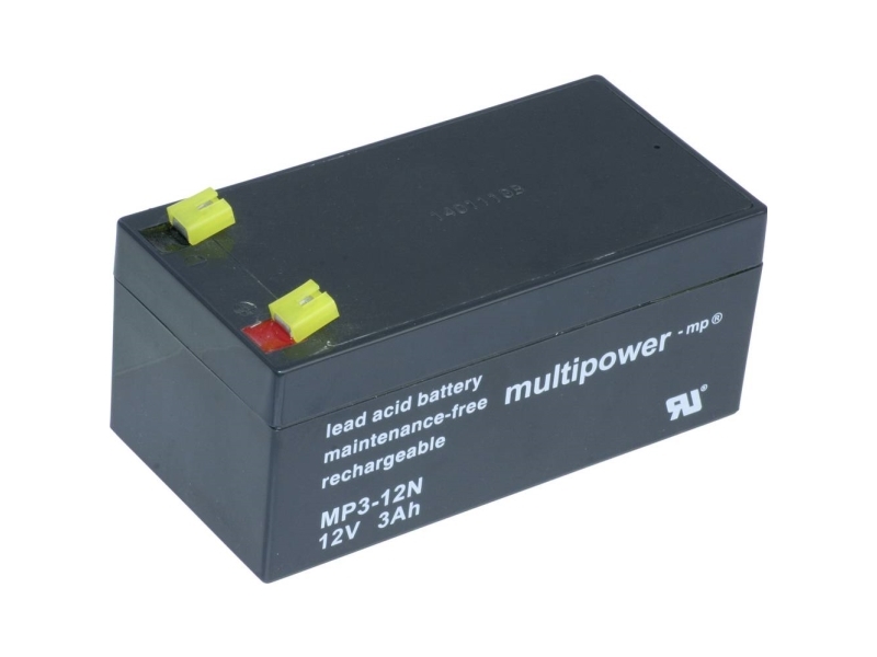 Multipower Mp3-12N Blybatteri 12 V 3 Ah Blyfleece (B X H X T) 66 X 67 X 134 Mm Fladstik 4,8 Mm Vedligeholdelsesfri, Lav Selvafladning