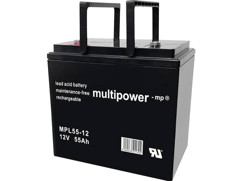 Multipower Mpl55-12I Blybatteri 12 V 55 Ah Blyfleece (B X H X T) 226 X 214 X 135 Mm M6 Skruetilslutning Vedligeholdelsesfri, Lav Selvafladning