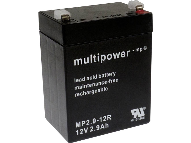 multipower MP2,9-12R Blybatteri 12 V 2,9 Ah Blyfleece (B x H x D) 79 x 107 x 56 mm Platt kontakt 4,8 mm Underhållsfri, låg självurladdning | Batterier - Bly-syra-batterier | GameStuff