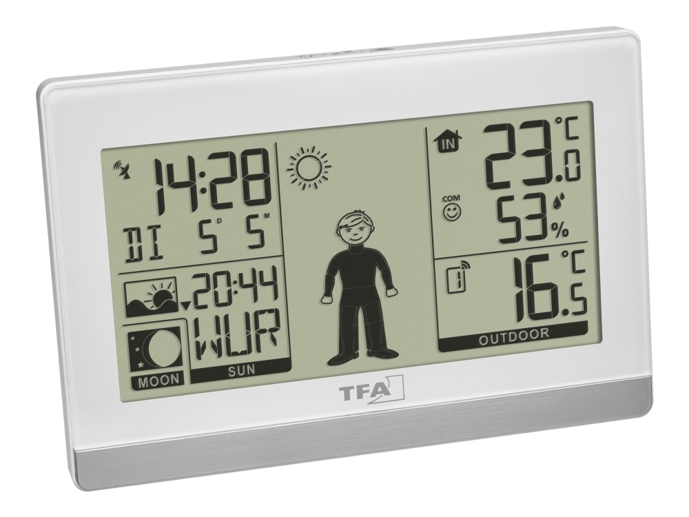 Tfa-Dostmann 35.1159, Weiß, Innen-Hygrometer, Innen-Thermometer, Außen-Hygrometer, Außen-Thermometer, Hygrometer, Thermometer, Kunststoff, 20 - 95%,