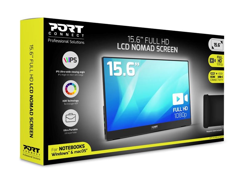 Port Designs Port Connect 902101, 39,6 Cm (15.6"), 1920 X 1080 Pixel, Full Hd, Lcd, Schwarz