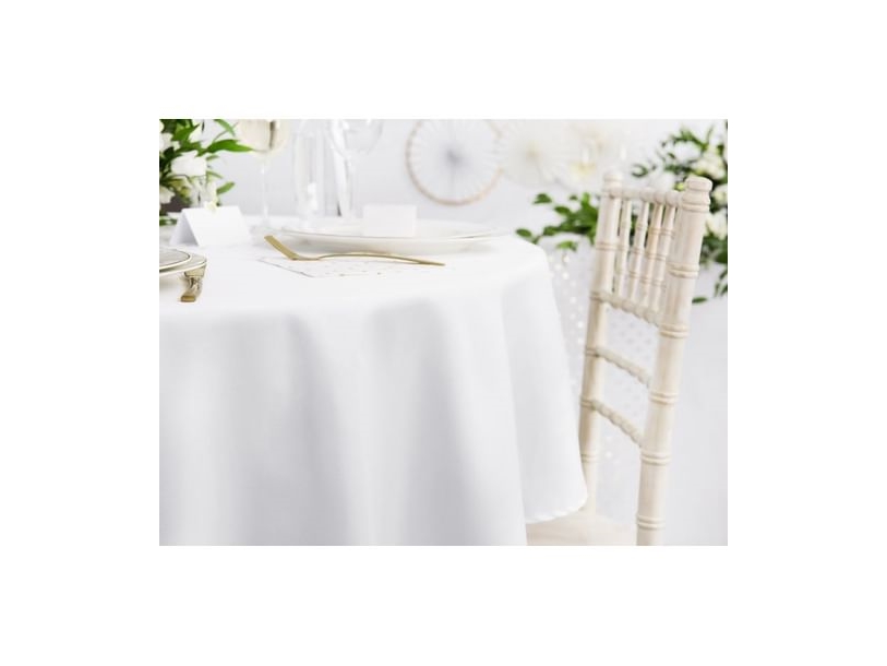 Pyöreä valkoinen kangaspöytäliina, 230 cm