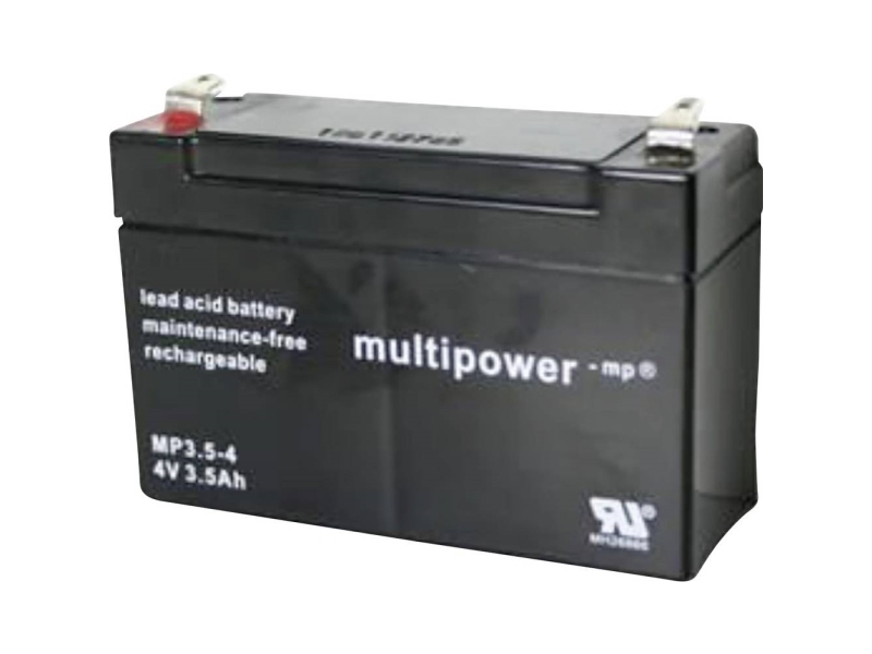 Multipower Mp3,5-4 Blybatteri 4 V 3.5 Ah Blyfleece (B X H X T) 90 X 65 X 34 Mm Fladstik 4,8 Mm Vedligeholdelsesfri, Lav Selvafladning