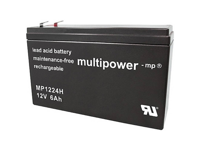 multipower MP1224H Blybatteri 12 V 6 Ah Blyplåt (B x H x D) 51 x 102 x 151 mm Platt kontakt 6,35 mm Underhållsfri, låg självurladdning | EL Artiklar - Batteri - Övriga batterier | GameStuff