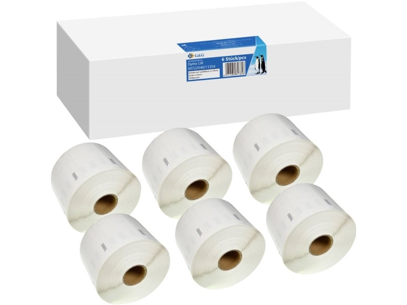 6X G&Ampg-Etiketter 32 Mm X 57 Mm, Til Udskrivning På Dymo 11354/ S0722540